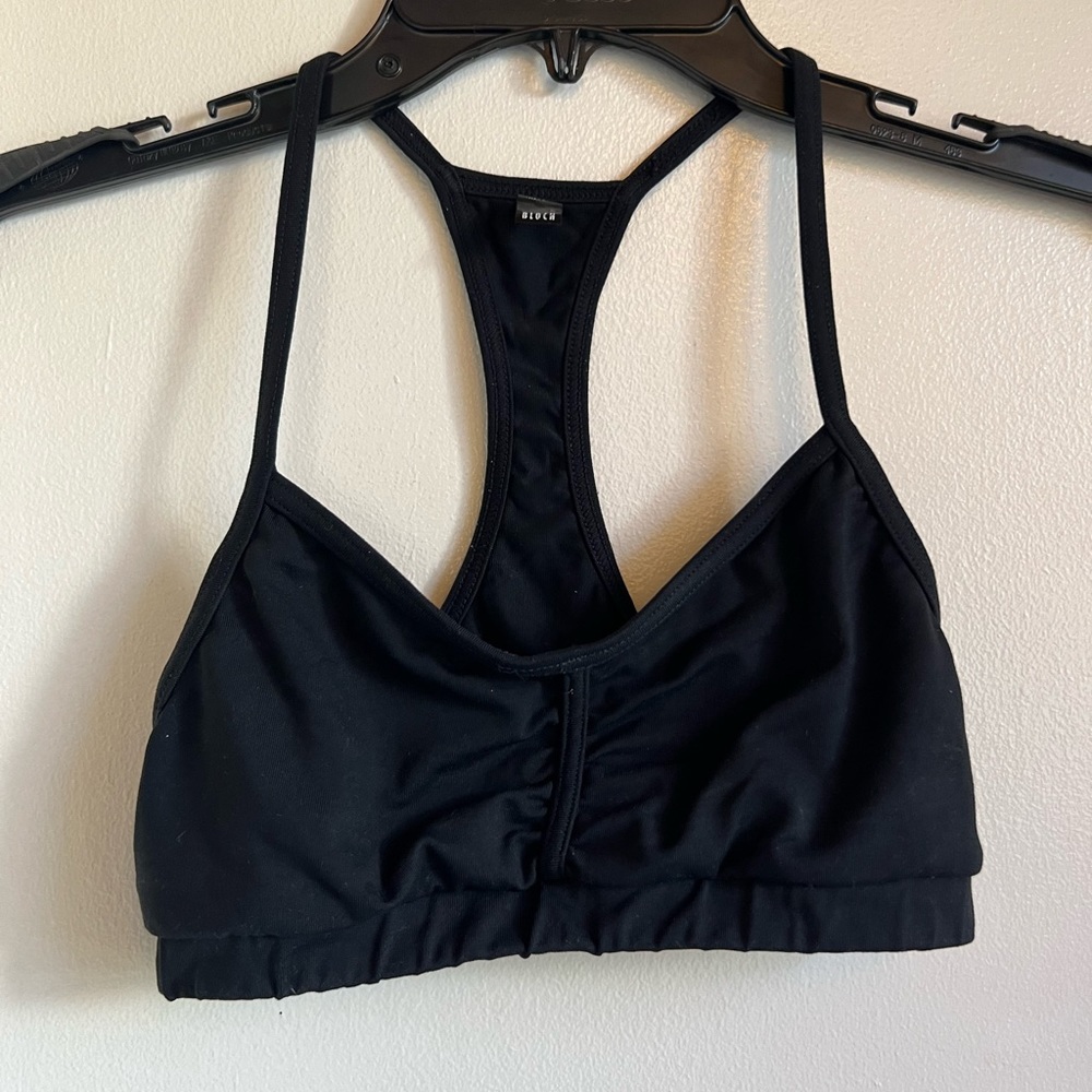 Bloch, Small, Black, racer back, sports bra, crop top, dance top, cinched front